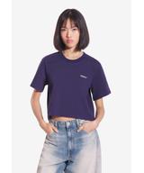 Heavyweight t-shirt bawełniany damski granatowy