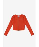 Zip Ribbed longsleeve rozpinany damski czerwony