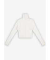 Turtleneck Ribbed longsleeve damski biały