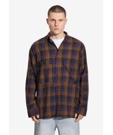 Check koszula męska flanelowa bawełniana fioletowa