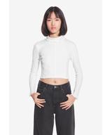 Turtleneck Ribbed longsleeve damski biały