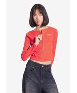 Zip Ribbed longsleeve rozpinany damski czerwony