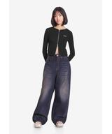 Zip Ribbed longsleeve rozpinany damski czarny