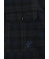 Check koszula męska flanelowa bawełniana granatowa