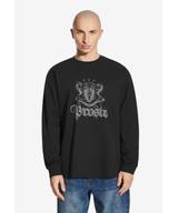 Crest longsleeve męski bawełniany czarny