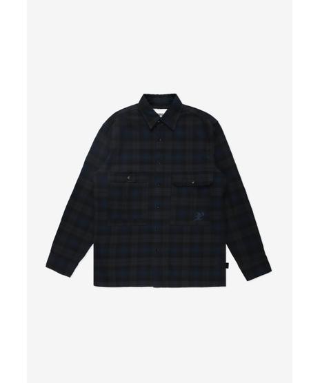 Check koszula męska flanelowa bawełniana granatowa