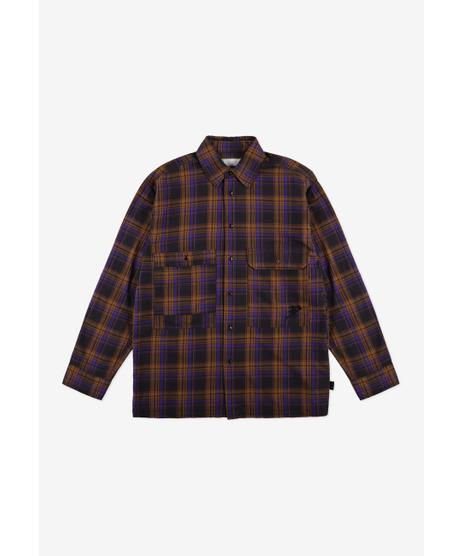 Check koszula męska flanelowa bawełniana fioletowa