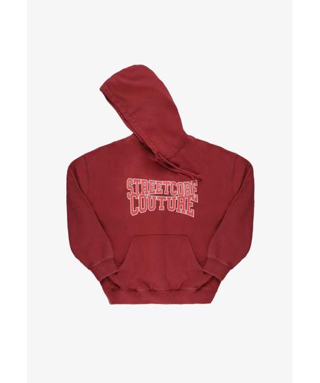 Street Couture Washed bluza z kapturem oversize męska burgundowa