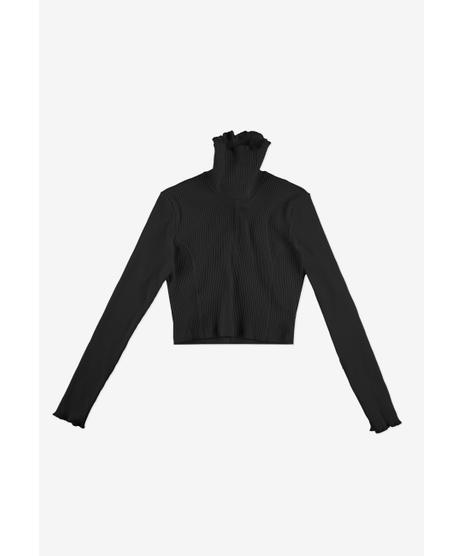 Turtleneck Ribbed longsleeve damski czarny